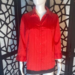 Dressbarn Red Button-Up Blouse